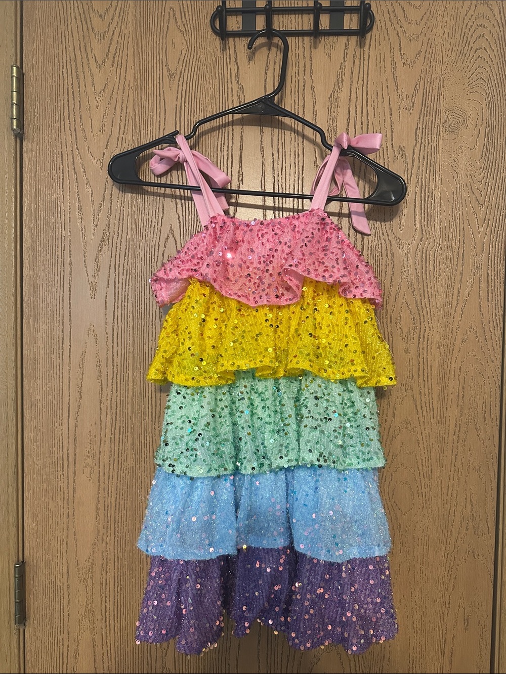 SPARKLE IN PINK (6/7) Rainbow Sequin Ruffle Dress